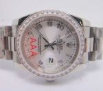 Replica Rolex Datejust Men Watch SS Silver Arabic Diamond Bezel 